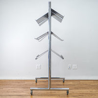Metal Frame Rolling Slatwall with 9 Document Shelves Each Side