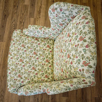 42-Inch Wingback Armchair with Floral Design on Cream Background