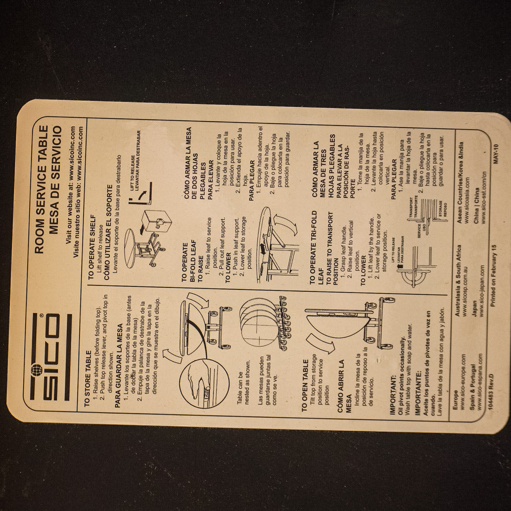 Room Service Table - Trifold Oval