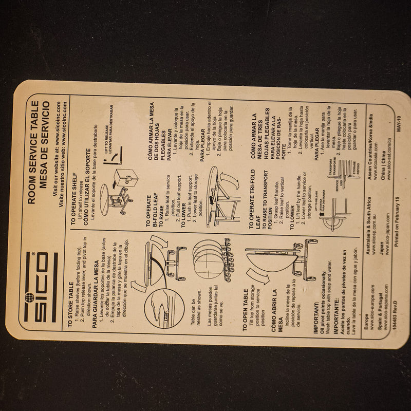 Room Service Table - Trifold Oval