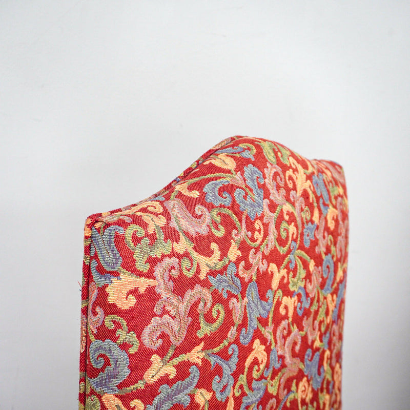 Pair of Red Floral Upholstered Armless Chairs, 45-Inch H