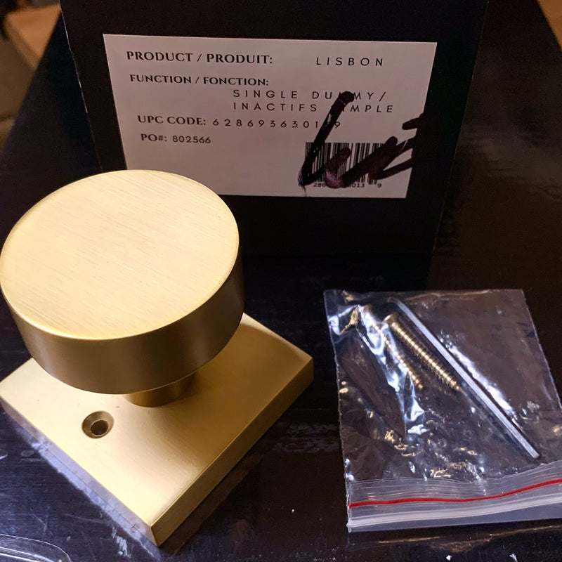Lisbon Single Dummy Door Knob – Satin Brass Gold