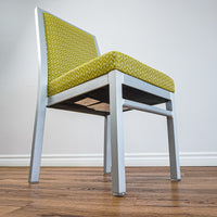 17‑Inch W Side Chair with Silver Metal Frame, Pale Green Pattern Upholstery