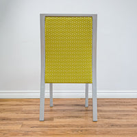 17‑Inch W Side Chair with Silver Metal Frame, Pale Green Pattern Upholstery