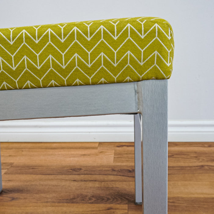 17‑Inch W Side Chair with Silver Metal Frame, Pale Green Pattern Upholstery