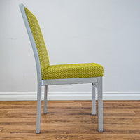 17‑Inch W Side Chair with Silver Metal Frame, Pale Green Pattern Upholstery