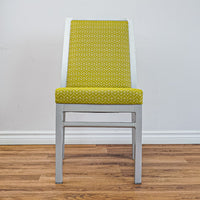 17‑Inch W Side Chair with Silver Metal Frame, Pale Green Pattern Upholstery