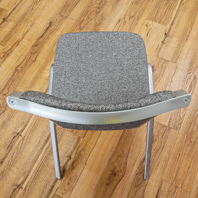 18-Inch W Side Chair with Silver Metal Base, Grey Pattern Upholstery