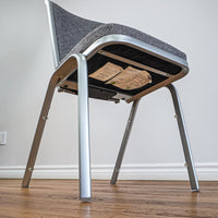 18-Inch W Side Chair with Silver Metal Base, Grey Pattern Upholstery