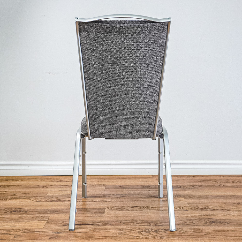 18-Inch W Side Chair with Silver Metal Base, Grey Pattern Upholstery