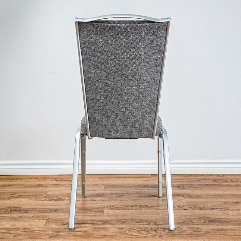 18-Inch W Side Chair with Silver Metal Base, Grey Pattern Upholstery