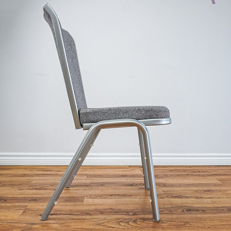 18-Inch W Side Chair with Silver Metal Base, Grey Pattern Upholstery