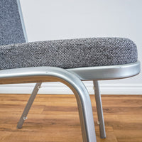 18-Inch W Side Chair with Silver Metal Base, Grey Pattern Upholstery