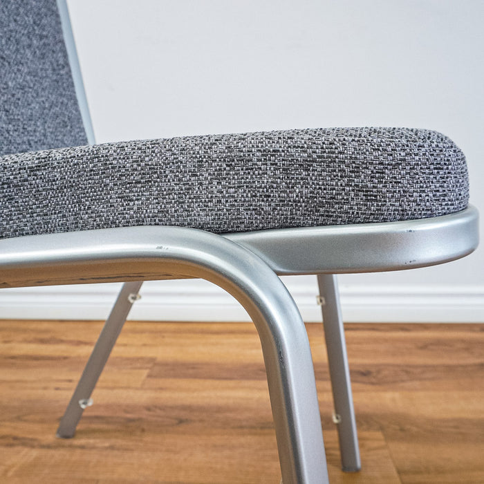 18-Inch W Side Chair with Silver Metal Base, Grey Pattern Upholstery