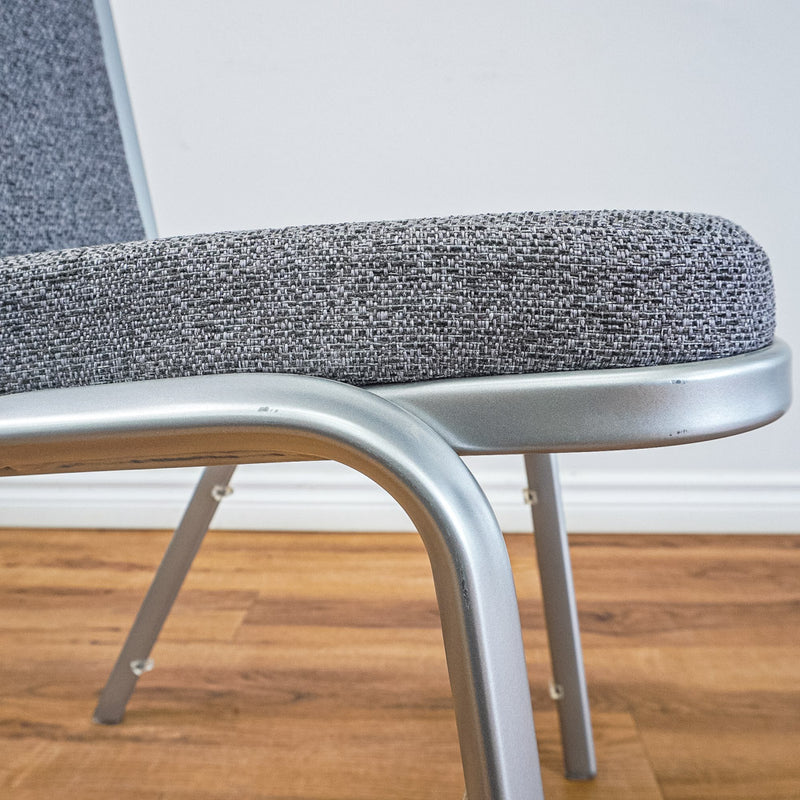 18-Inch W Side Chair with Silver Metal Base, Grey Pattern Upholstery