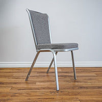18-Inch W Side Chair with Silver Metal Base, Grey Pattern Upholstery