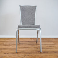 18-Inch W Side Chair with Silver Metal Base, Grey Pattern Upholstery