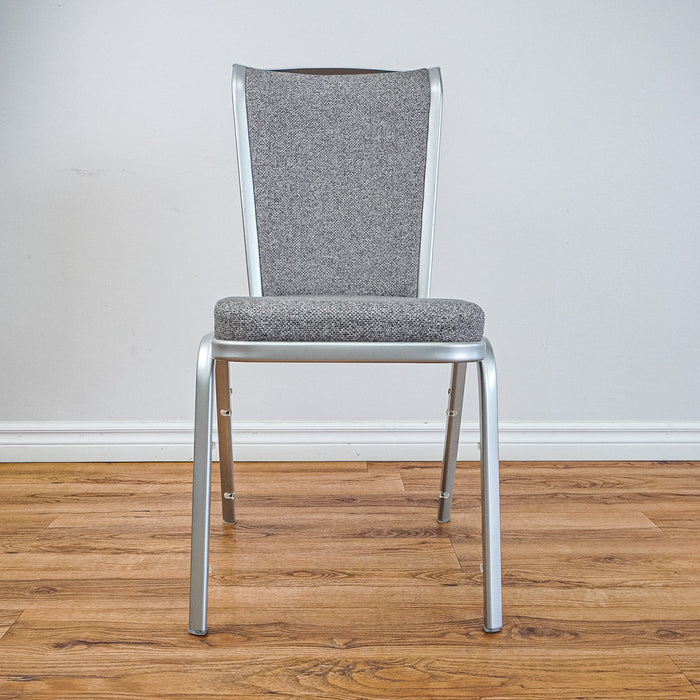 18-Inch W Side Chair with Silver Metal Base, Grey Pattern Upholstery