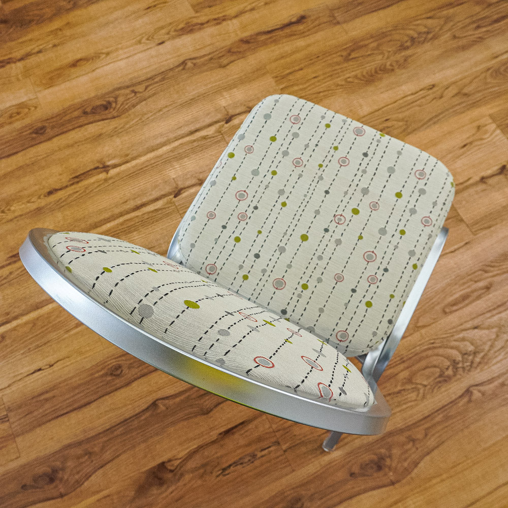 17-Inch W Side Chair with Metal Frame, Geometric Pattern Upholstery