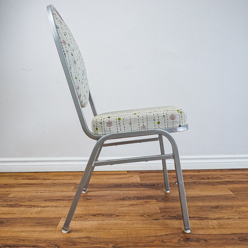 17-Inch W Side Chair with Metal Frame, Geometric Pattern Upholstery