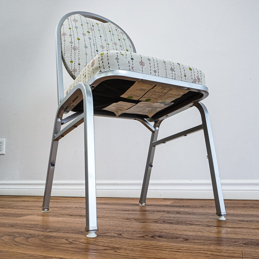 17-Inch W Side Chair with Metal Frame, Geometric Pattern Upholstery