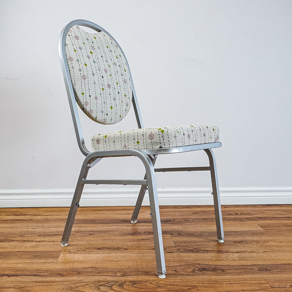 17-Inch W Side Chair with Metal Frame, Geometric Pattern Upholstery