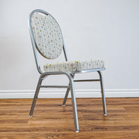 17-Inch W Side Chair with Metal Frame, Geometric Pattern Upholstery