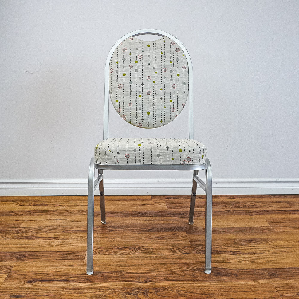 17-Inch W Side Chair with Metal Frame, Geometric Pattern Upholstery