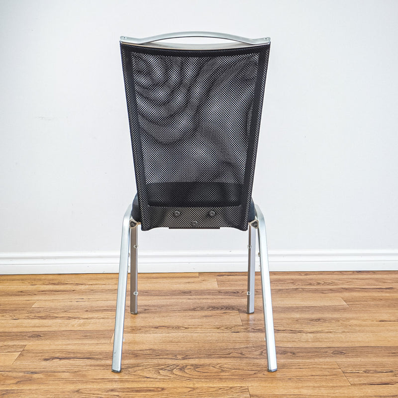 18.5‑Inch W Chair, Silver Metal Base, Black Mesh Backrest, Upholstery Seat