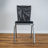 18.5‑Inch W Chair, Silver Metal Base, Black Mesh Backrest, Upholstery Seat
