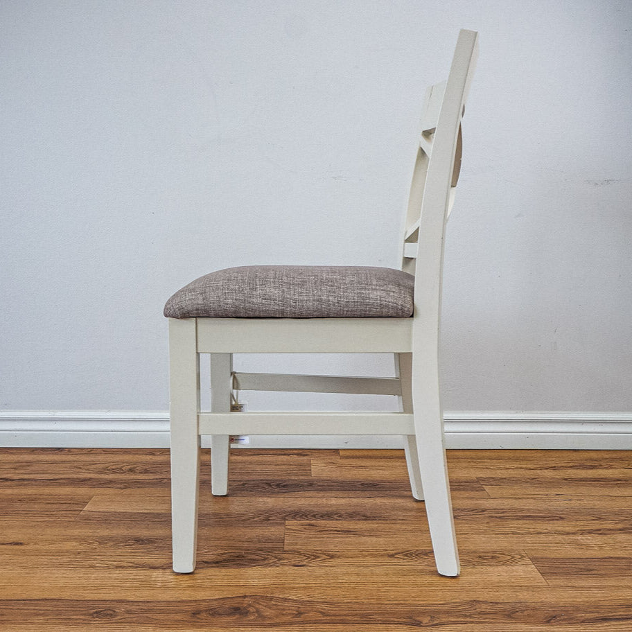 19‑Inch W Side Chair with Cream Wood Frame and Upholstery Seat