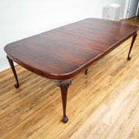 96-Inch Queen Anne Dining Table With 3 Leaves And 8 Chairs