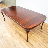 96-Inch Queen Anne Dining Table With 3 Leaves And 8 Chairs