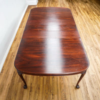 96-Inch Queen Anne Dining Table With 3 Leaves And 8 Chairs