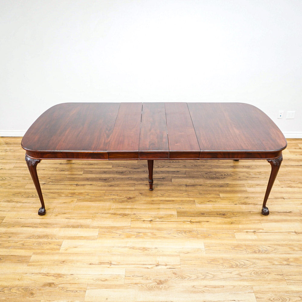 96-Inch Queen Anne Dining Table With 3 Leaves And 8 Chairs