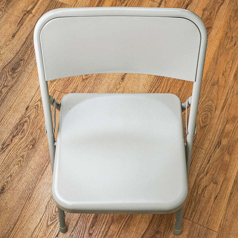 Grey Foldable Chair in Durable Heavy-Duty Steel Frame