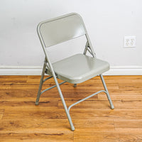 Grey Foldable Chair in Durable Heavy-Duty Steel Frame