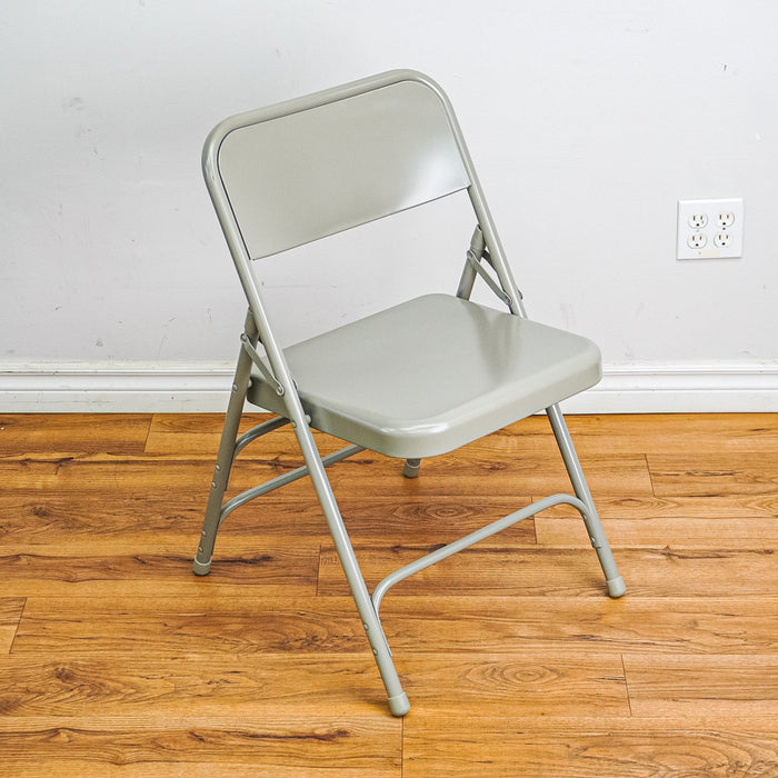 Grey Foldable Chair in Durable Heavy-Duty Steel Frame