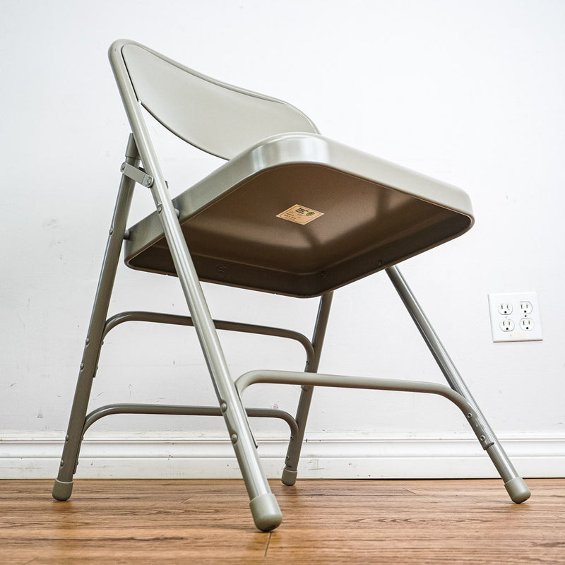 Grey Foldable Chair in Durable Heavy-Duty Steel Frame