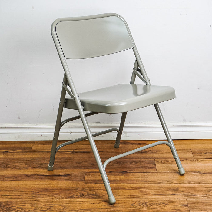 Grey Foldable Chair in Durable Heavy-Duty Steel Frame