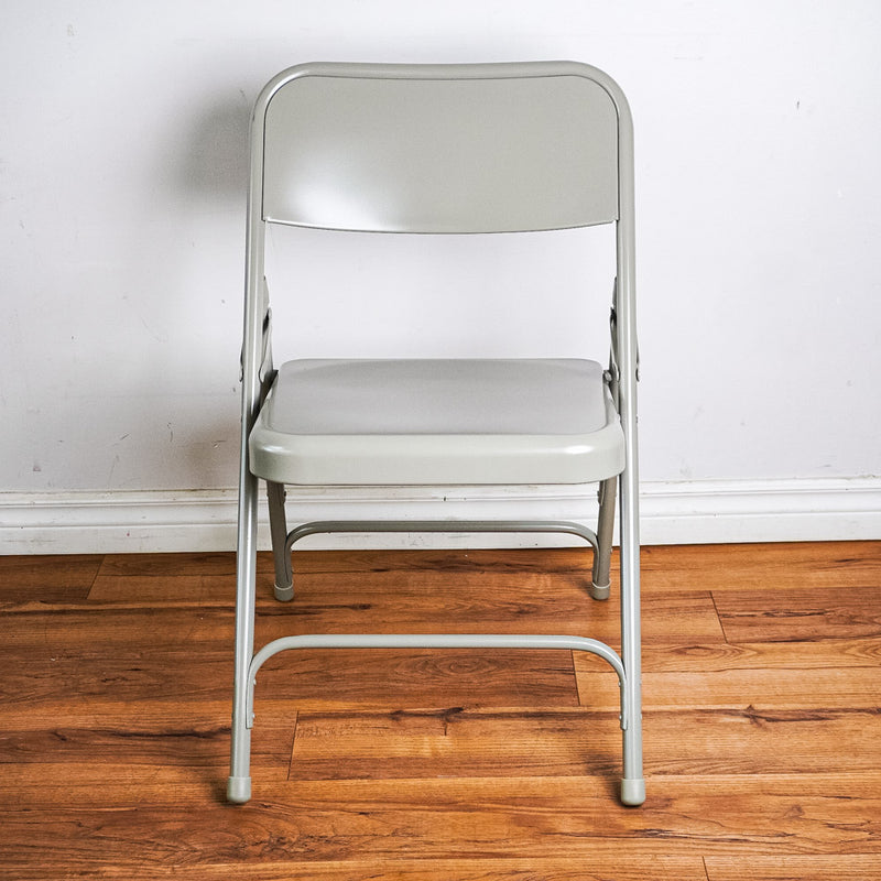 Grey Foldable Chair in Durable Heavy-Duty Steel Frame