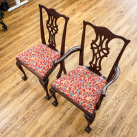 96-Inch Queen Anne Dining Table With 3 Leaves And 8 Chairs
