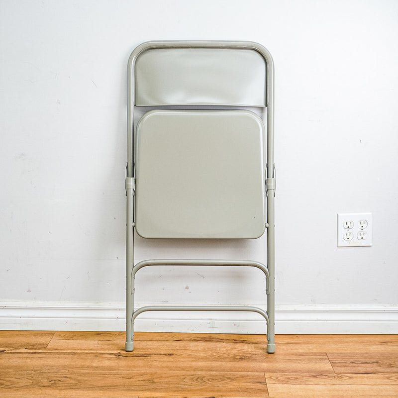 Grey Foldable Chair in Durable Heavy-Duty Steel Frame