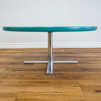 35-Inch Round Coffee Table with Green Laminate Top, Chrome Base