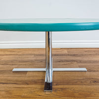 35-Inch Round Coffee Table with Green Laminate Top, Chrome Base