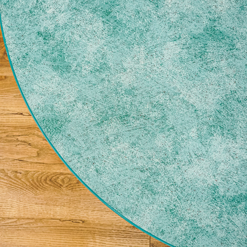 35-Inch Round Coffee Table with Green Laminate Top, Chrome Base