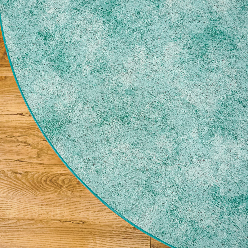 35-Inch Round Coffee Table with Green Laminate Top, Chrome Base