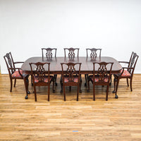 96-Inch Queen Anne Dining Table With 3 Leaves And 8 Chairs