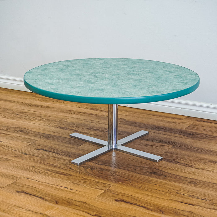 35-Inch Round Coffee Table with Green Laminate Top, Chrome Base