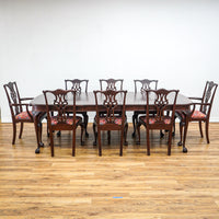 96-Inch Queen Anne Dining Table With 3 Leaves And 8 Chairs
